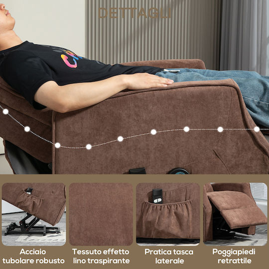 Relax Armchair Massage with Footstool Coffee 74.5x87.5x110cm
