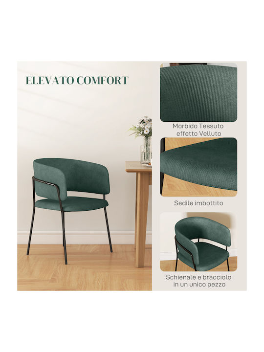 Kitchen Fabric Armchair Green 57x53x73cm 2pcs