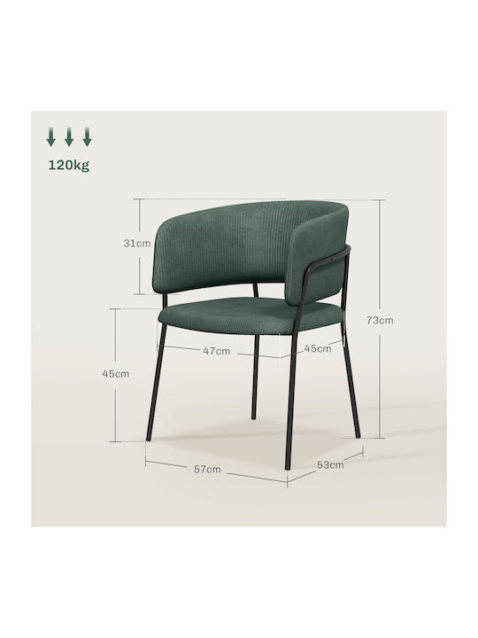 Kitchen Fabric Armchair Green 57x53x73cm 2pcs