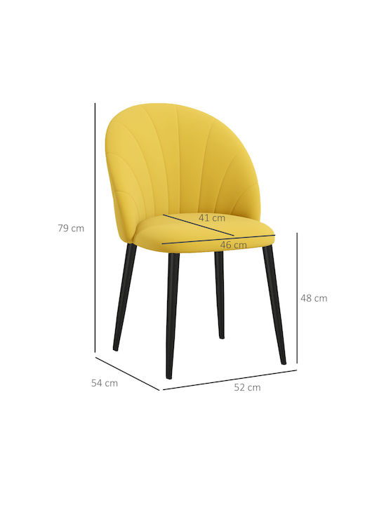 Dining Room Fabric Chair Yellow and Black 52x54x79cm 2pcs