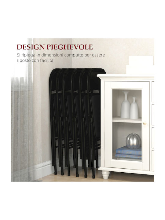 Foldable Kitchen Metallic Chair Black Velvet-Black Metal 4pcs