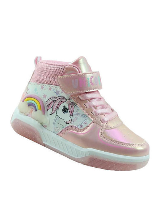 Unicorn Παιδικά Sneakers High με Σκρατς Ροζ