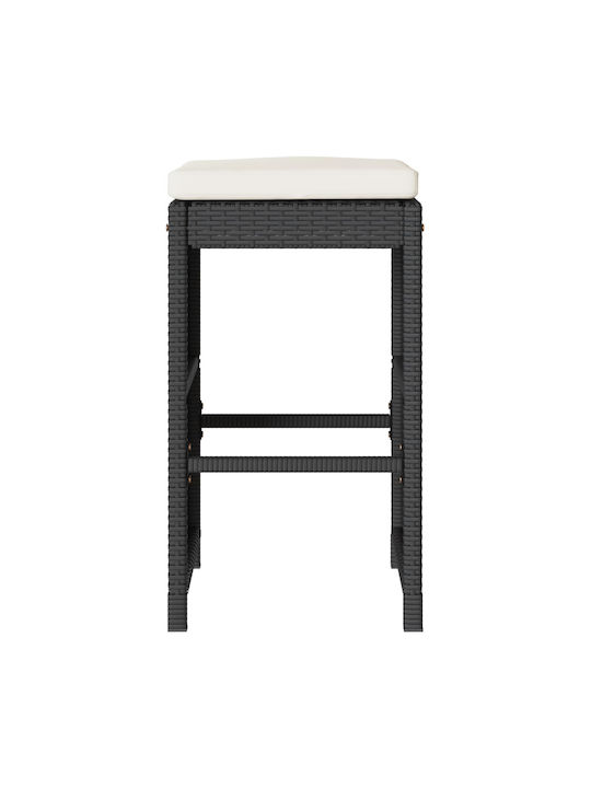 Scaun Rafturi și dulapuri pentru vin de Grădină Rattan cu pernă Negru 2buc 40x40x76cm