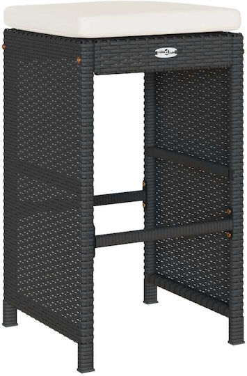 Scaun Rafturi și dulapuri pentru vin de Grădină Rattan cu pernă Negru 2buc 40x40x76cm