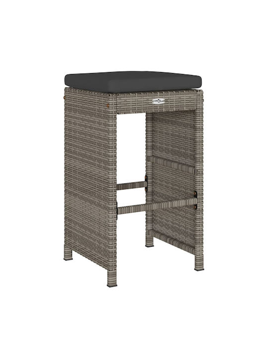 Hocker für Bar Für den Außenbereich Rattan mit Kissen Gray 2Stück 40x40x76cm