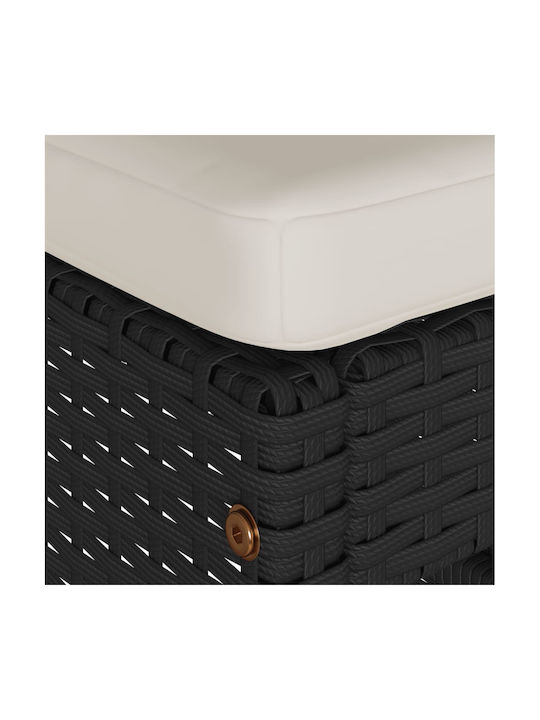 Scaun Rafturi și dulapuri pentru vin de Grădină Rattan cu pernă Negru 2buc 40x40x76cm