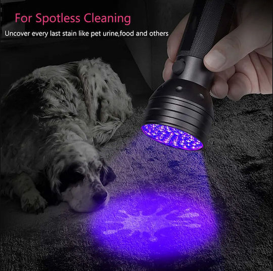 LED UV Taschenlampe Zola Wasserdicht Aluminium 51 LEDs Länge 15 cm Schwarz
