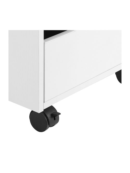 Schublade Büro aus MDF & Metall mit Rollen White 40x50x57.5cm