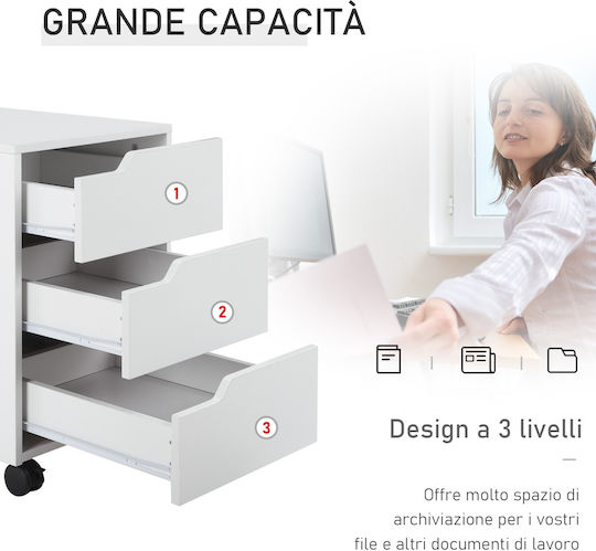 Συρταριέρα Γραφείου από MDF & Μέταλλο Λευκό 40x50x57.5cm