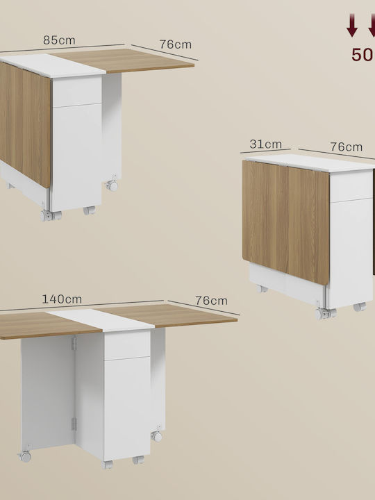 Τραπέζι Κουζίνας Ξύλινο Λευκό Και Ξύλινο 140x76x74εκ.