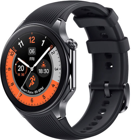Oppo Watch X Stainless Steel 47mm Αδιάβροχο με Παλμογράφο (Platinum Black - M/L)
