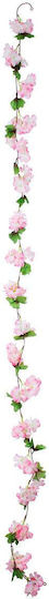 Globostar 78100 Künstliche Hängepflanze Dekorative Blumengirlande 18 Rosa Weiße Kirschblüten & Grünes Laub M20 X H220 X W20cm