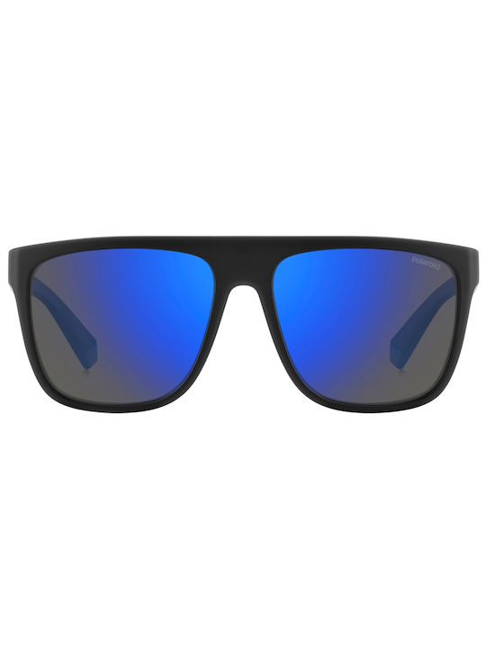 Polaroid Sunglasses with Black Plastic Frame and Blue Polarized Mirror Lens PLD2162/S 0VK/5X