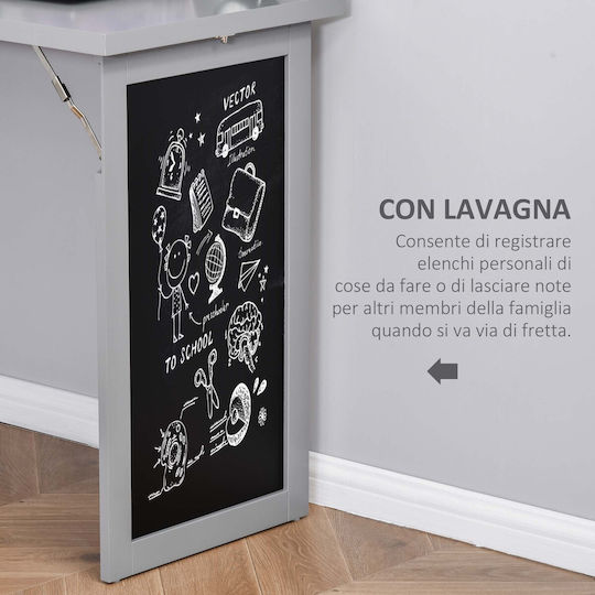 Schreibtisch Holz mit Bücherregal Gray mit Metallbeinen 98x51x153cm