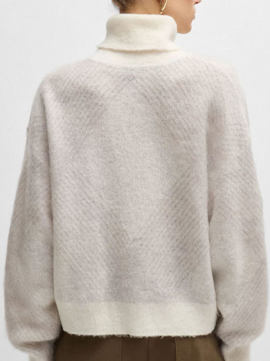 Hugo Boss Women's Sweater Woolen Turtleneck White