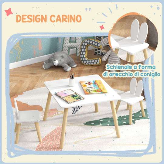 Kids Table and Chairs Set for Painting made of Wood White 312-115V80WT Aiyaplay