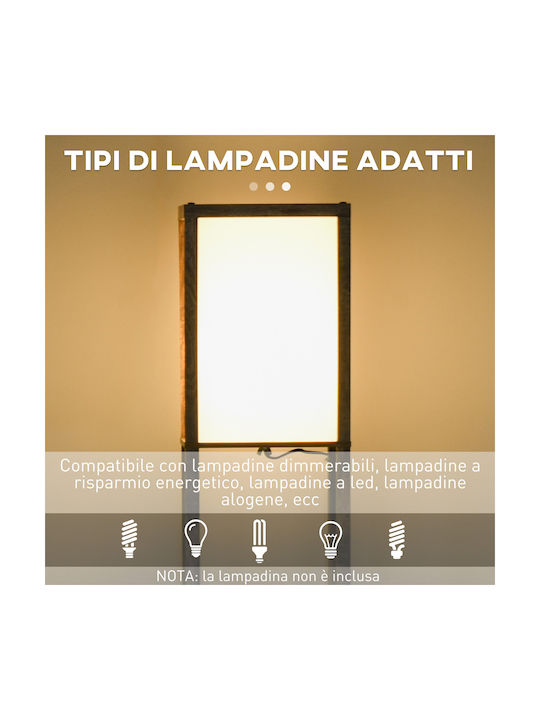 HomCom Lampa de podea Î160xL26cm. cu Soclu pentru Bec E27 Maro