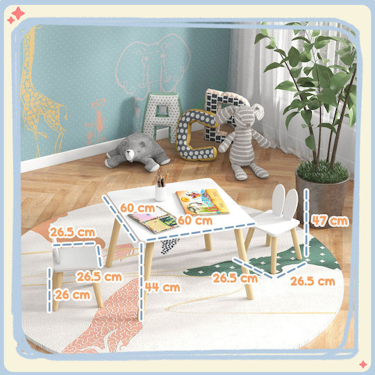Kids Table and Chairs Set for Painting made of Wood White 312-115V80WT Aiyaplay