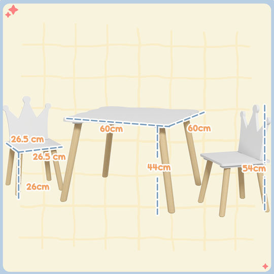 Kids Table and Chairs Set for Painting White Aiyaplay