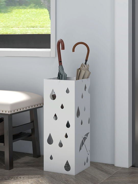 HomCom Ομπρελοθήκη Μεταλλική Λευκή 15.5x15.5x41cm