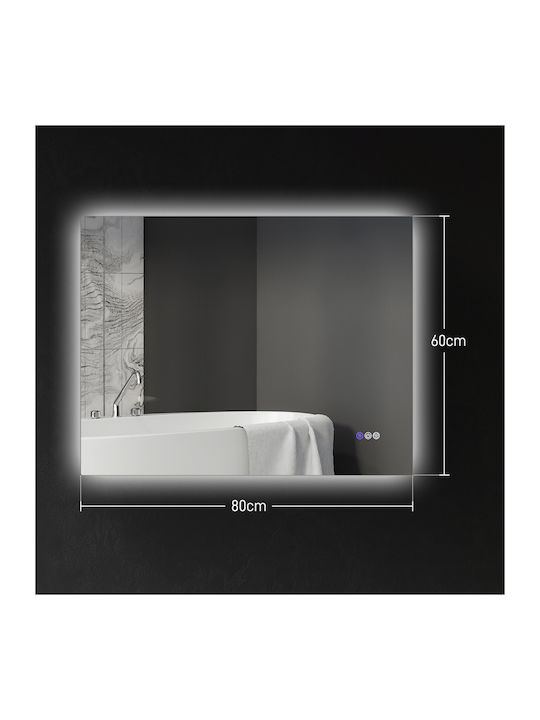 HomCom Badezimmerspiegel LED aus Metall 80x60cm Weiß
