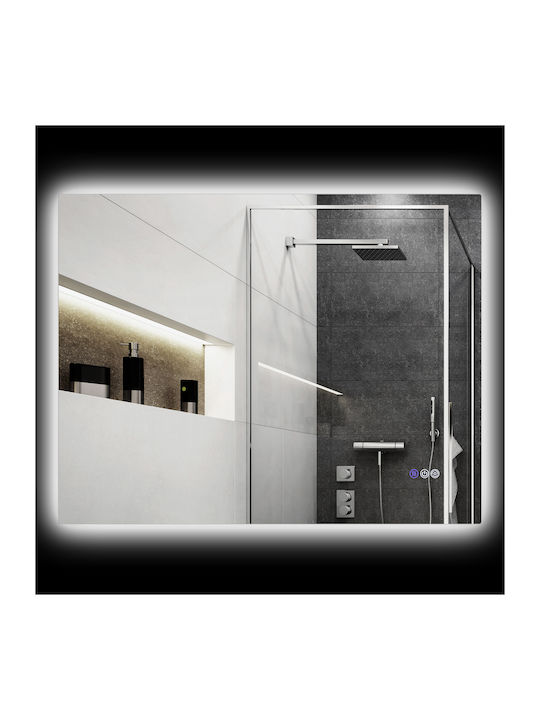 HomCom Badezimmerspiegel LED aus Metall 80x60cm Weiß