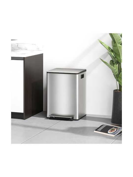 HomCom Waste Bin Recycling made of Stainless Steel with Pedal Silver 20lt 1pcs