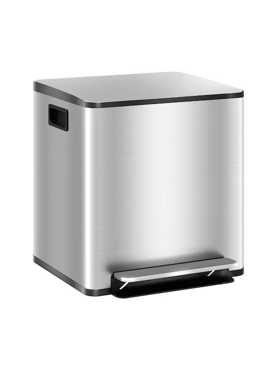 HomCom Waste Bin Recycling made of Stainless Steel with Pedal Silver 15lt 1pcs