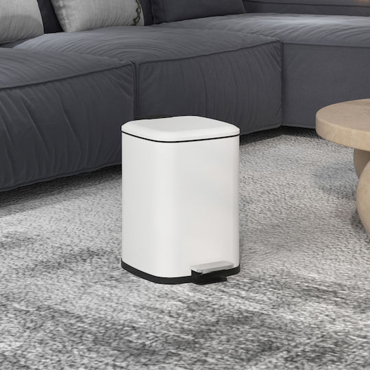 HomCom Metallischer Mülleimer mit Pedal 12l Weiß