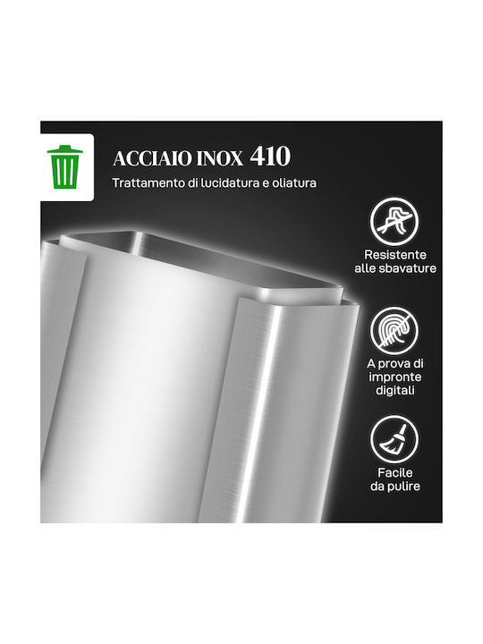 HomCom Waste Bin Recycling made of Stainless Steel with Pedal Silver 15lt 1pcs