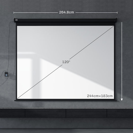 HomCom Wand-Bildschirmprojektor mit Bildlogo 4:3 244x183cm / 120"