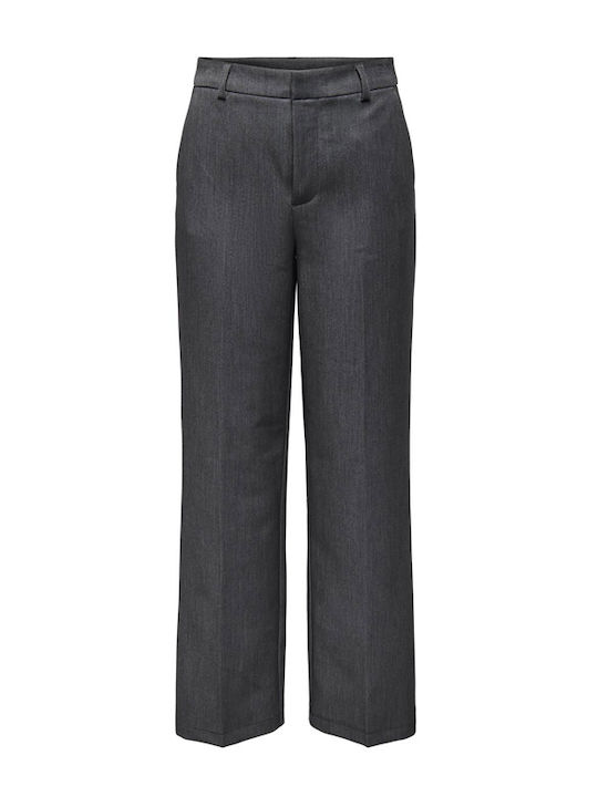 Only Women's High-waisted Fabric Trousers in Straight Line Gray