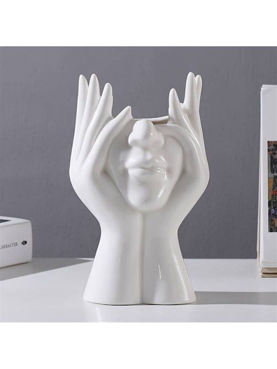 Ceramic Flower Pot Zola Thinking Woman's Face 18 X 16 X 10 Cm