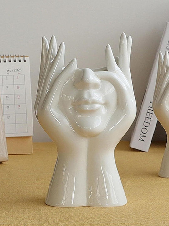 Ceramic Flower Pot Zola Thinking Woman's Face 18 X 16 X 10 Cm