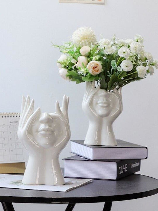 Ceramic Flower Pot Zola Thinking Woman's Face 18 X 16 X 10 Cm