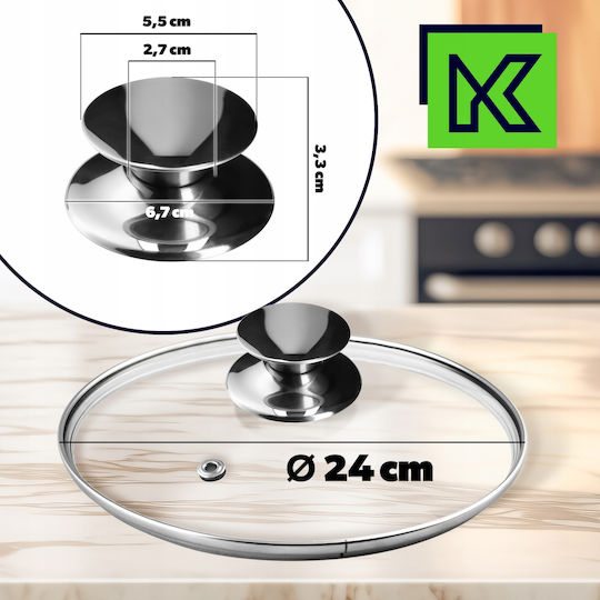 Kadax Καπάκι για Τηγάνι και Κατσαρόλα Γυάλινο 24cm 30766