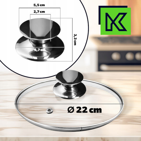 Kadax Καπάκι για Τηγάνι και Κατσαρόλα Γυάλινο 22cm 30765