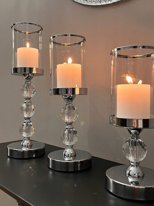 Kerzenhalter Zola Spiegel-Einsätze Verschiedene Größen 28 34,3 40,9 cm Metall Glas Kunststoff