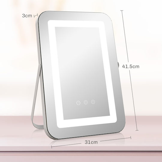 HomCom Schminkspiegel Tischgerät mit Licht 4x4cm Weiß