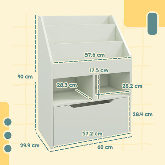 Kids Wooden Bookcase Green 60x29.9x90cm