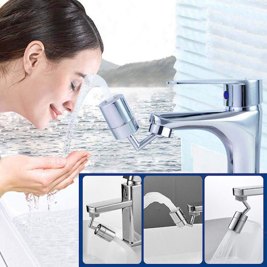 Swivel Faucet Aerator 2-Mode Shower Bubble Extension Universal Compatibility 720-Degree Rotation Adapter Bathroom Kitchen Silver