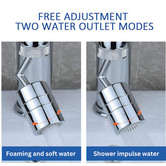Swivel Faucet Aerator 2-Mode Shower Bubble Extension Universal Compatibility 720-Degree Rotation Adapter Bathroom Kitchen Silver