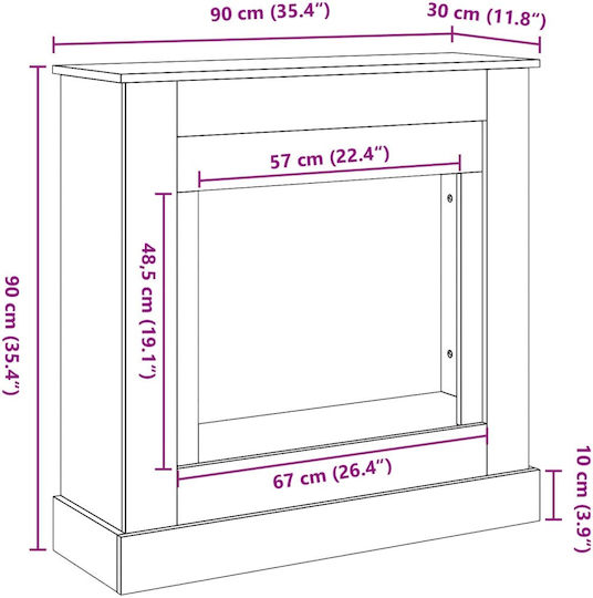 vidaXL Гориво за камини от метал 90x30x90см Сив