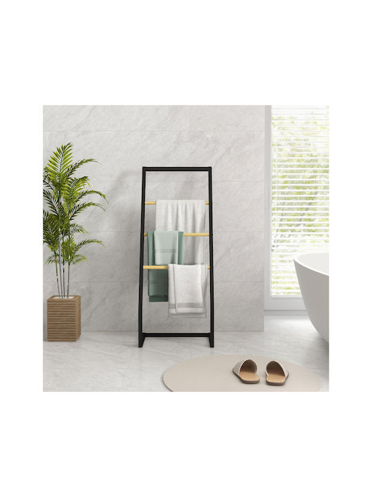 HomCom Ράγα Μπάνιου Μονή Επιτοίχια με Βίδες ​40.5x28cm Inox Μαύρη