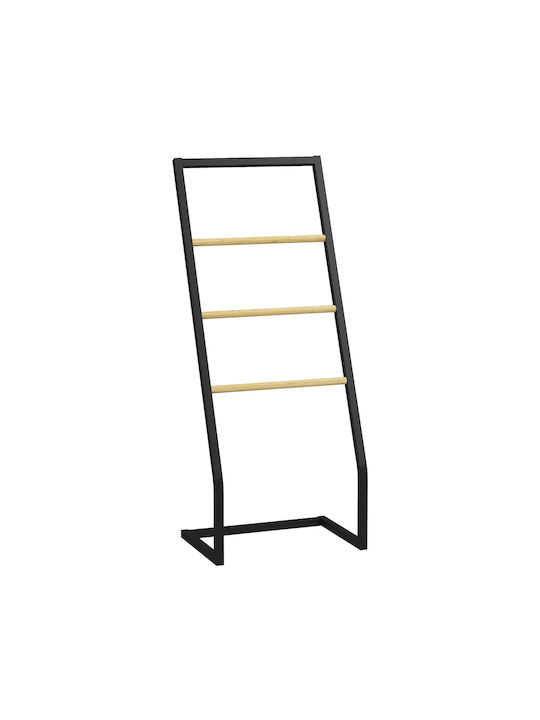 HomCom Ράγα Μπάνιου Μονή Επιτοίχια με Βίδες ​40.5x28cm Inox Μαύρη