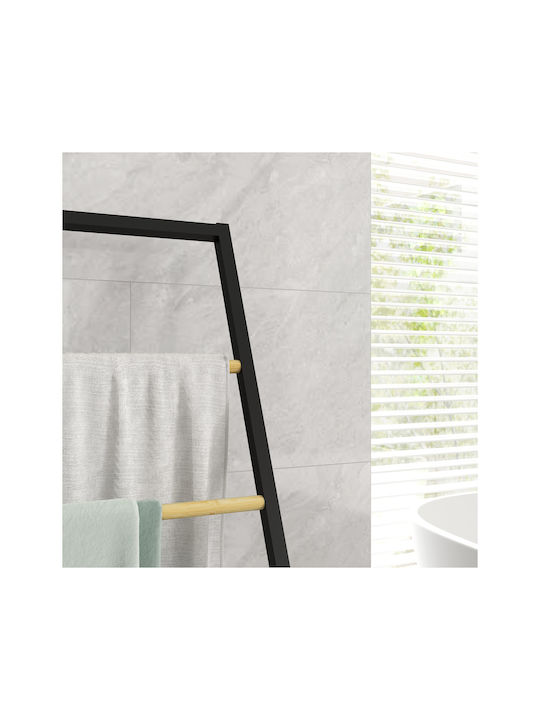 HomCom Ράγα Μπάνιου Μονή Επιτοίχια με Βίδες ​40.5x28cm Inox Μαύρη