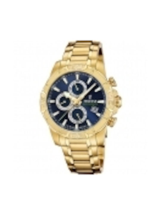 Festina Watch Chronograph Battery with Gold Metal Bracelet