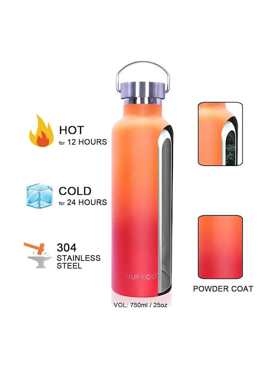 Whimlets Sport Water Bottle Stainless Steel 740ml Orange