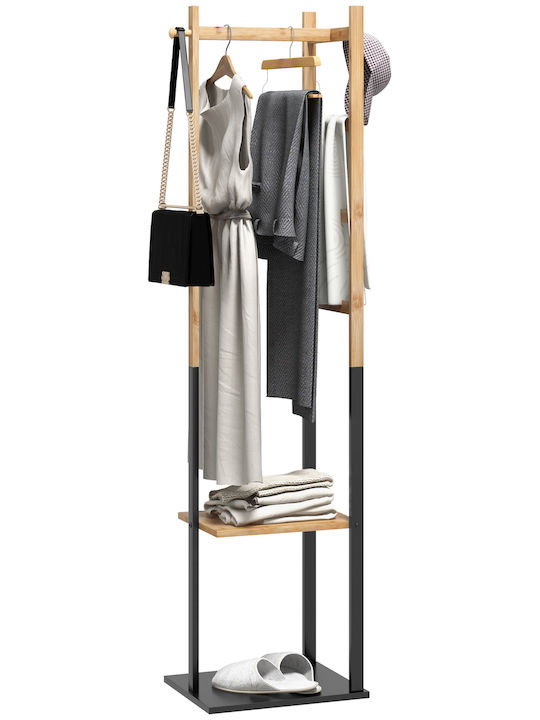 HomCom Floor Garment Rack made of Wood Black 46x28x153.5cm