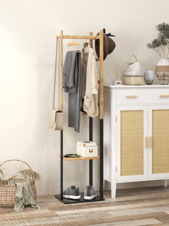 HomCom Floor Garment Rack made of Wood Black 46x28x153.5cm